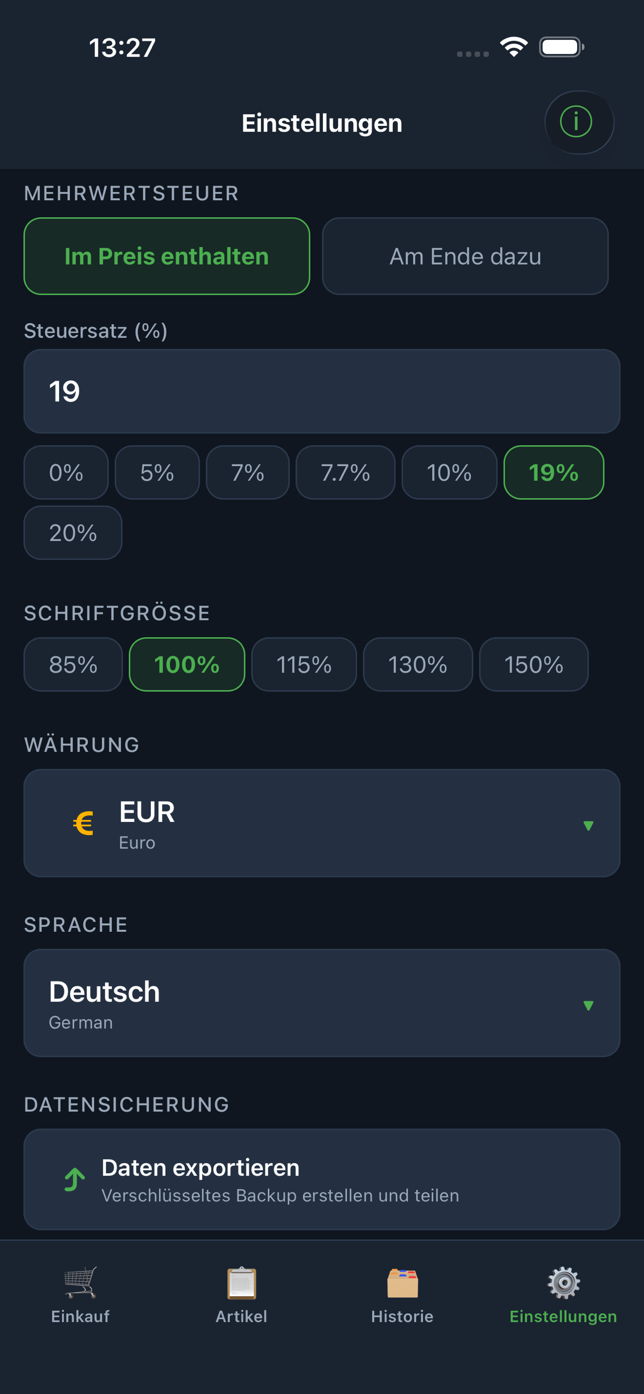 Einstellungen